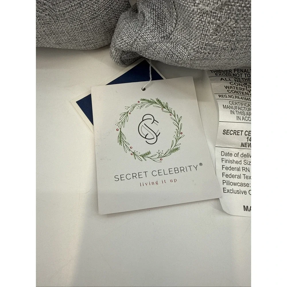 2-Secret‎ Celebrity Merry Christmas Gray Deer Embroidered Throw Pillows NWT